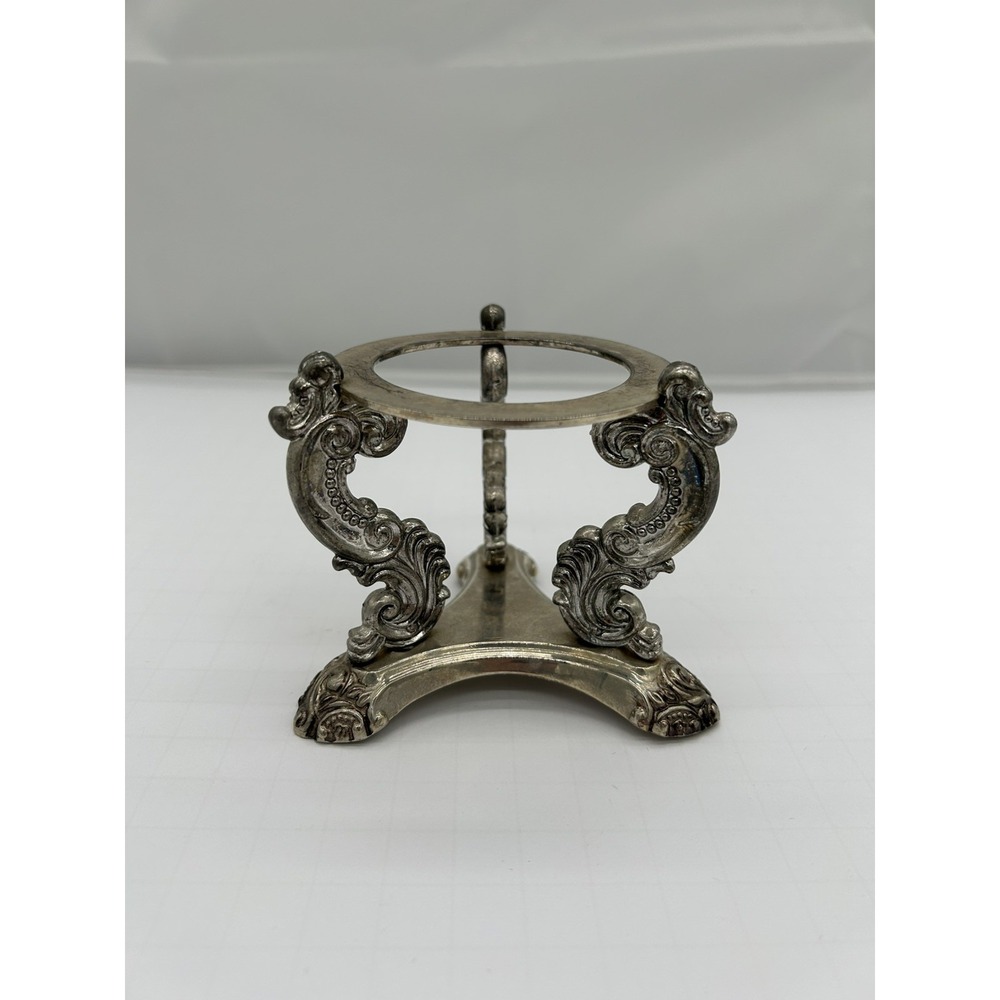 Vintage Godinger Silver Art Co. Ornate Scrollwork Orb Holder Stand 3 foot gothic